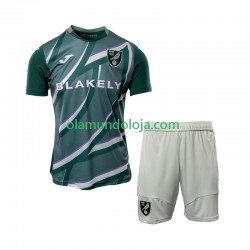 Camisola Norwich City Criança Equipamento Segundo 2025-2026 Manga Curta